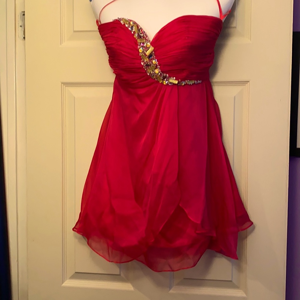 Short Strapless Hot Pink Party Dress
